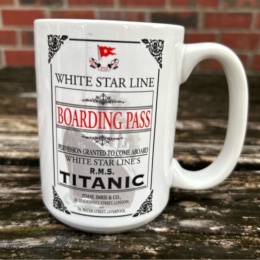 White Star Line’s Titanic Boarding Pass Coffee Mug E8